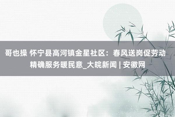 哥也操 怀宁县高河镇金星社区：春风送岗促劳动  精确服务暖民意_大皖新闻 | 安徽网