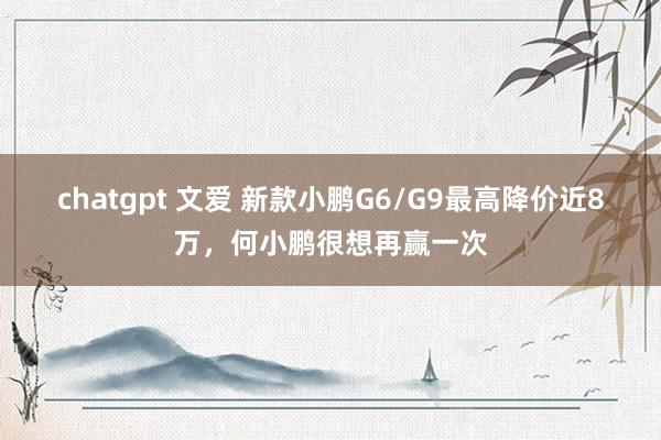 chatgpt 文爱 新款小鹏G6/G9最高降价近8万，何小鹏很想再赢一次