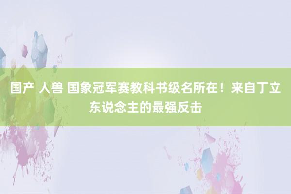 国产 人兽 国象冠军赛教科书级名所在！来自丁立东说念主的最强反击