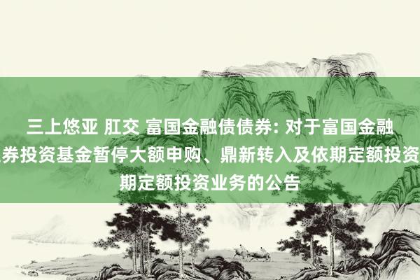 三上悠亚 肛交 富国金融债债券: 对于富国金融债债券型证券投资基金暂停大额申购、鼎新转入及依期定额投资业务的公告
