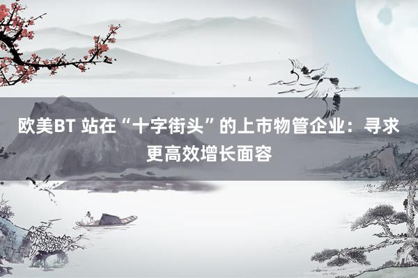 欧美BT 站在“十字街头”的上市物管企业：寻求更高效增长面容