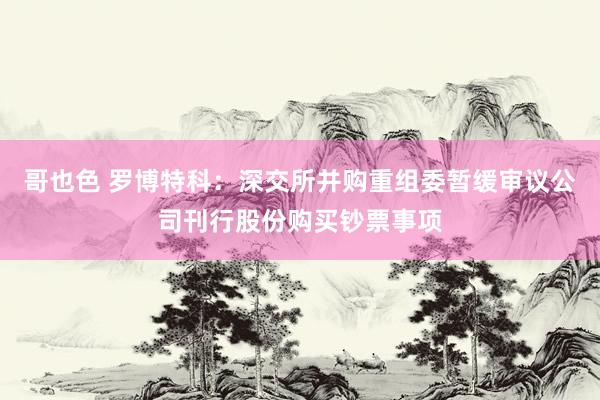 哥也色 罗博特科：深交所并购重组委暂缓审议公司刊行股份购买钞票事项