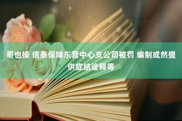 哥也操 信泰保障东营中心支公司被罚 编制或然提供症结诠释等