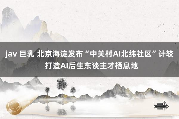 jav 巨乳 北京海淀发布“中关村AI北纬社区”计较  打造AI后生东谈主才栖息地