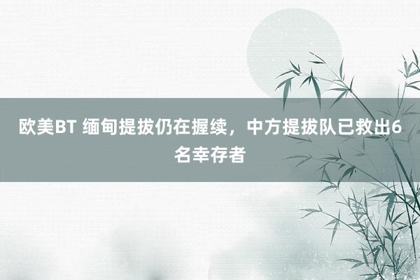欧美BT 缅甸提拔仍在握续，中方提拔队已救出6名幸存者