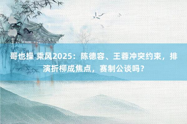 哥也操 乘风2025：陈德容、王蓉冲突约束，排演折柳成焦点，赛制公谈吗？