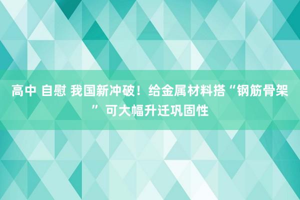高中 自慰 我国新冲破！给金属材料搭“钢筋骨架” 可大幅升迁巩固性