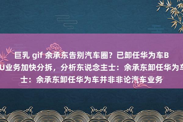 巨乳 gif 余承东告别汽车圈？已卸任华为车BU董事长，华为车BU业务加快分拆，分析东说念主士：余承东卸任华为车并非非论汽车业务
