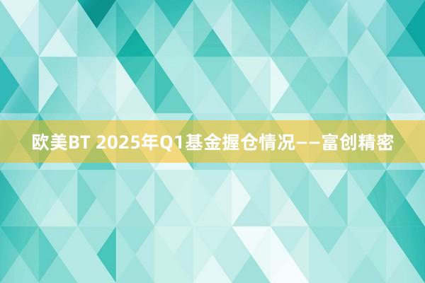 欧美BT 2025年Q1基金握仓情况——富创精密