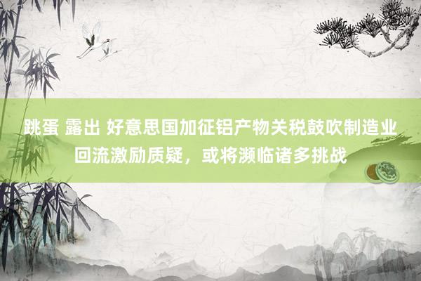 跳蛋 露出 好意思国加征铝产物关税鼓吹制造业回流激励质疑，或将濒临诸多挑战