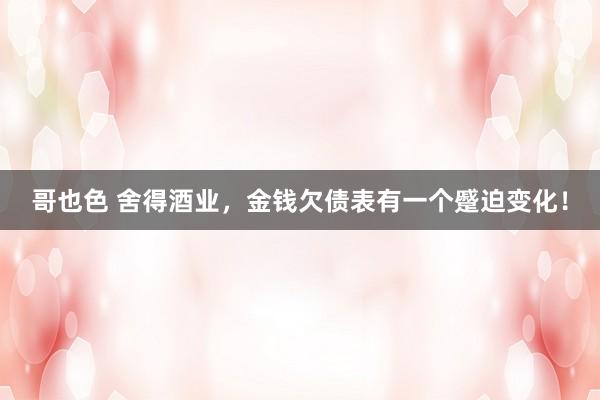 哥也色 舍得酒业，金钱欠债表有一个蹙迫变化！