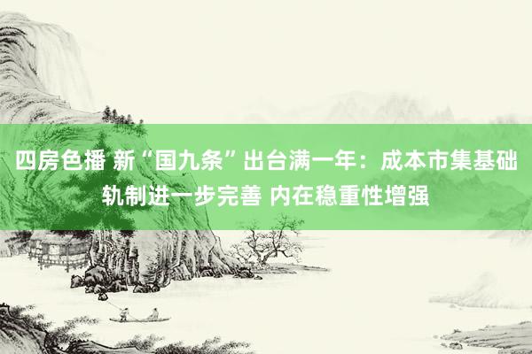 四房色播 新“国九条”出台满一年：成本市集基础轨制进一步完善 内在稳重性增强