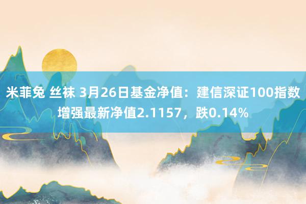 米菲兔 丝袜 3月26日基金净值：建信深证100指数增强最新净值2.1157，跌0.14%