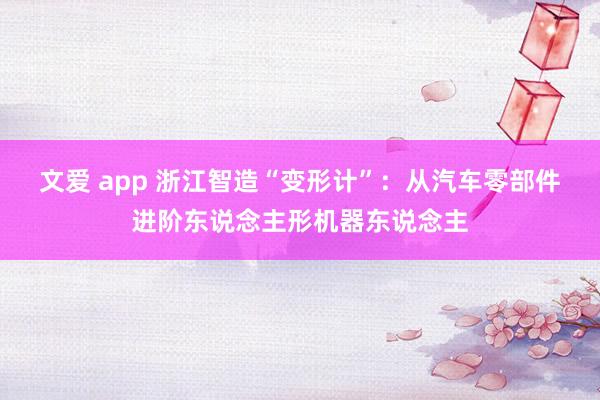 文爱 app 浙江智造“变形计”：从汽车零部件进阶东说念主形机器东说念主