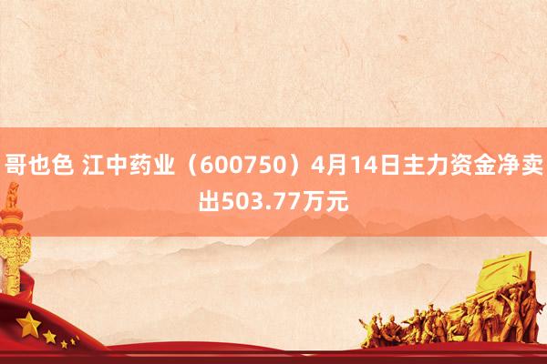 哥也色 江中药业（600750）4月14日主力资金净卖出503.77万元